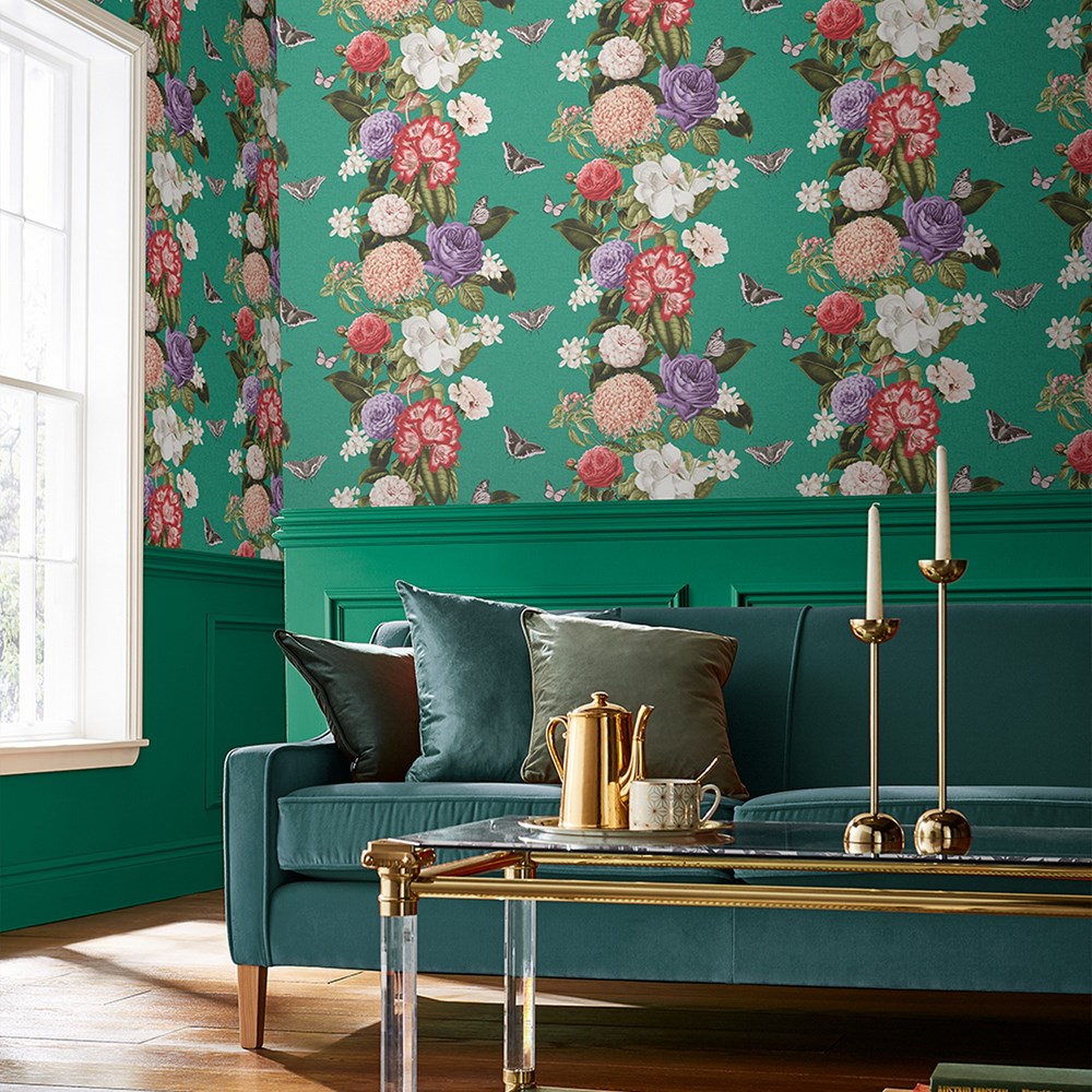 Bloomsbury Wallpaper 107886 by Graham & Brown in Emerald Green